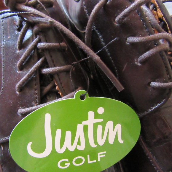 Mens Justin Golf Shoes Brown Caiman Alligator Exotic Leather Sz 11 EE New